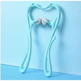 Multifunctional Manual Six-wheel Neck Massager Massage Relieve Roller Massage Tool (Option: New Roller Swan Blue)