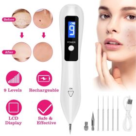 Skin Tag Repair Kit Portable Beauty Equipment Multi-Level With Home Usage USB Charging LCD Level Adjustable 6 Replaceable Needles (Option: White)