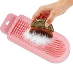 Silicone Cleaning Mat For Lymphatic Brush, Foldable Silicone Pad With Multi-Texture, Makeup Brush Cleaner Mats, Cosmetic Cleaning Pads Deep Clean (Option: Pink)