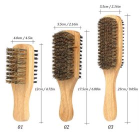 Men's Double Sided Beard Brush Portable Styling Tool With Mane Wood Handle Perfect Travel Companion (Option: SML)